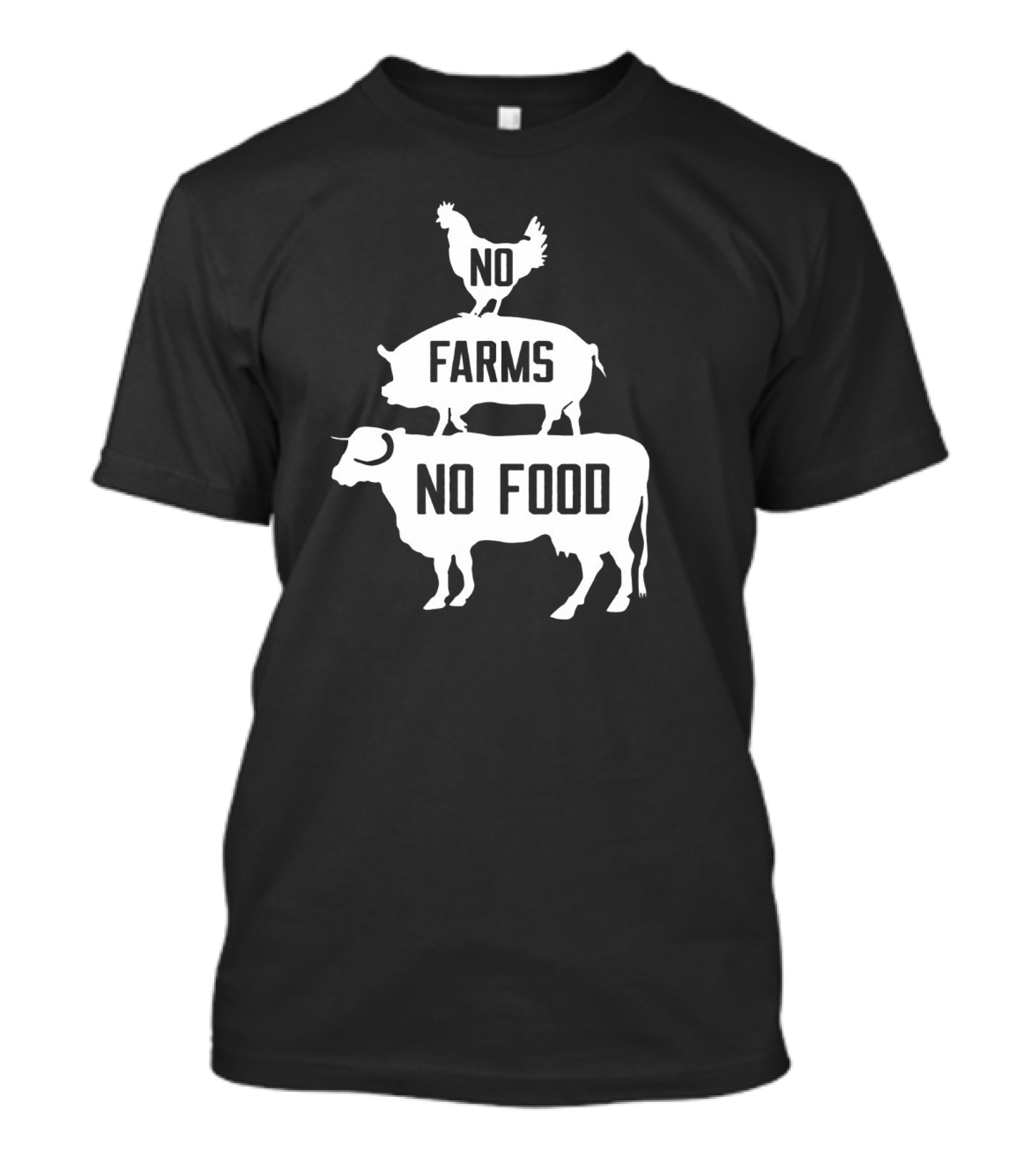 No Farms No Food Stacked Animals Vegan T-Shirt