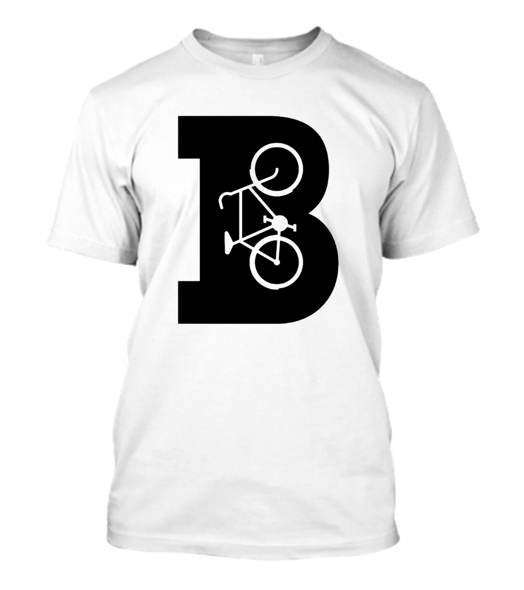 B Letter With Bicycle Motif Design In Bold Black T-Shirt
