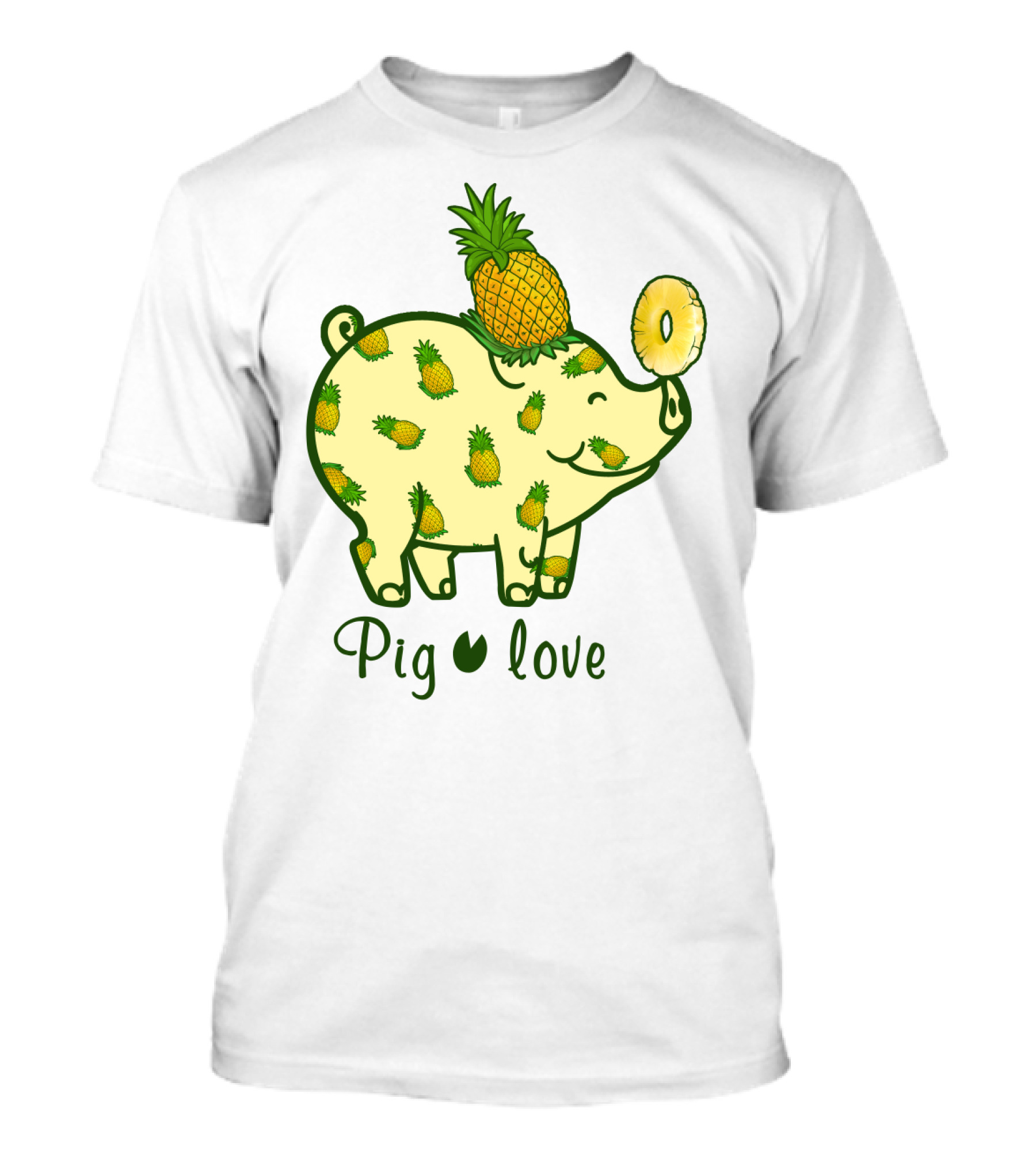 Pig Love Pineapple Cute Pig Farm Animal Pineapple T-Shirt