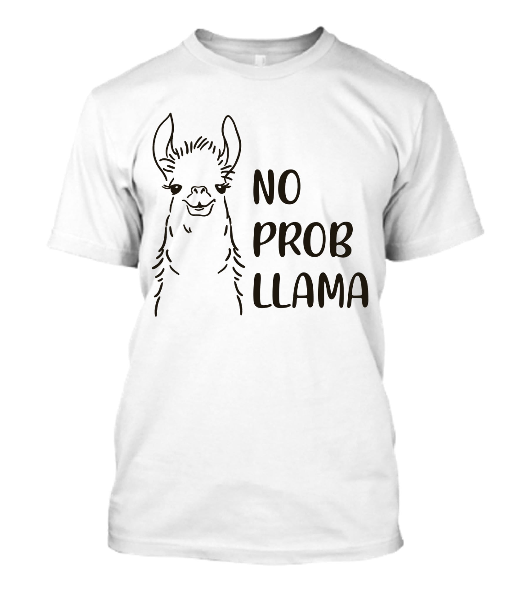 No Prob Llama Drawing Black And White Sketch T-Shirt