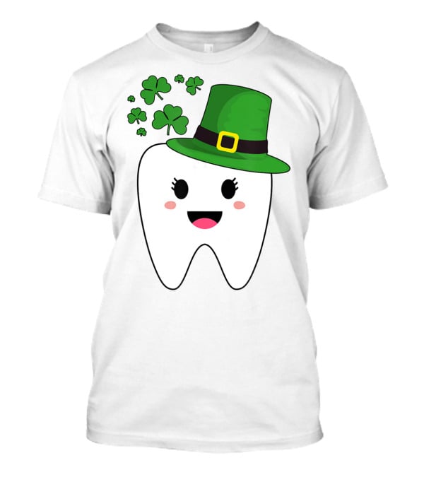 Cute Tooth With Hat Dental Assistant Shamrock St Patrick's Day T-Shirt