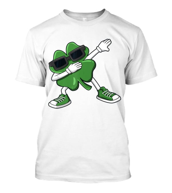 Dabbing Shamrock St Patrick's Day Funny Dab Dabbin' Clover Wearing Sunglasses T-Shirt