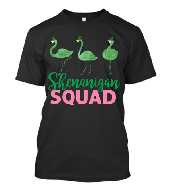 Shenanigan Squad Green Flamingos Irish T-Shirt