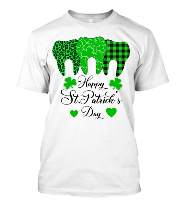 Happy St Patrick's Day Funny Dentist Clover Tooth T-Shirt