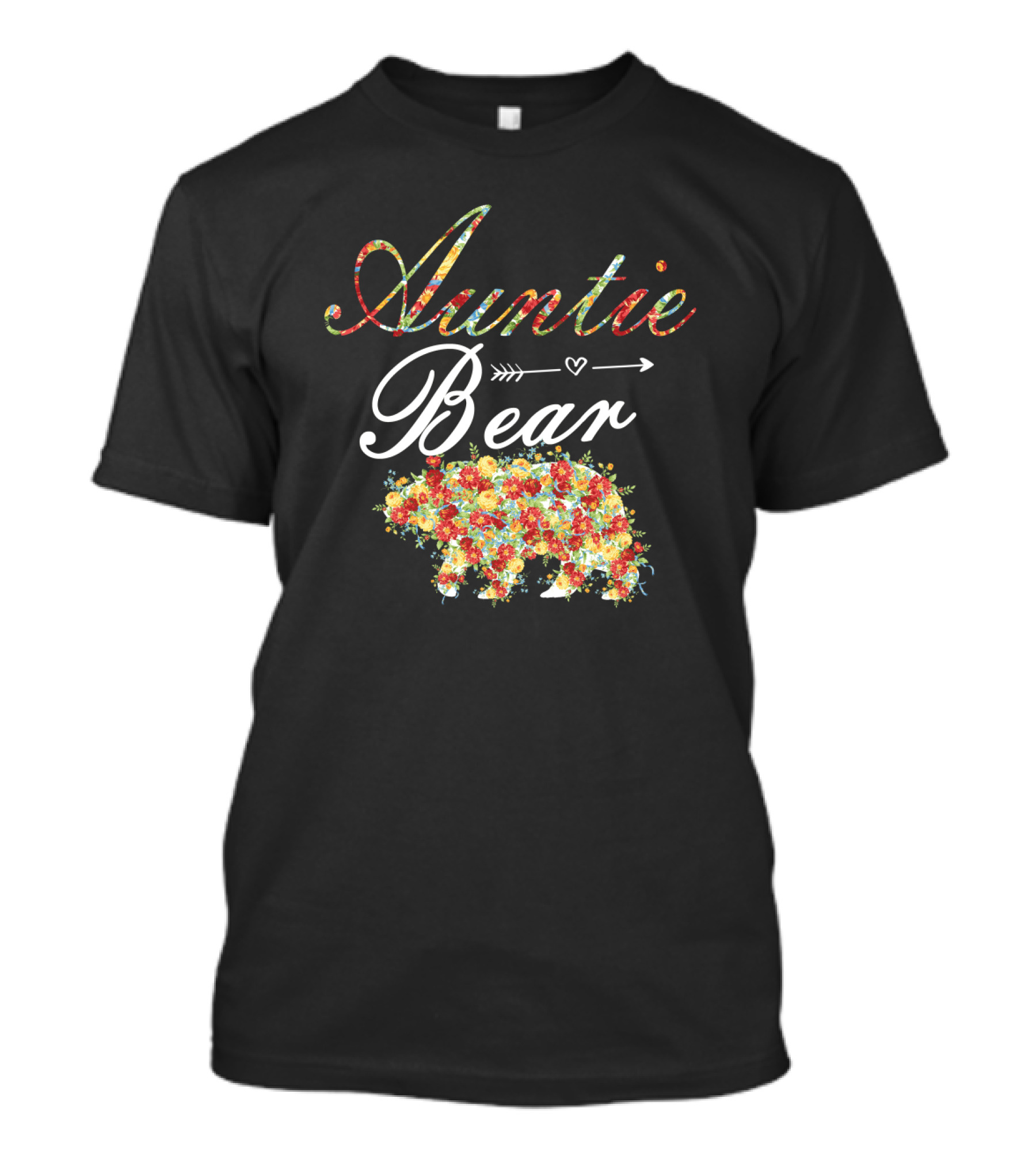 Auntie Bear Floral Arrow Heart T-Shirt