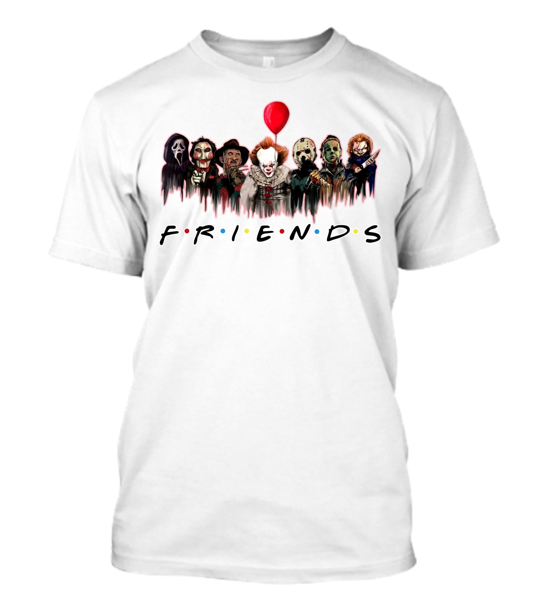 FRIEND KILLER Halloween Horror Characters With Red Balloon T-Shirt