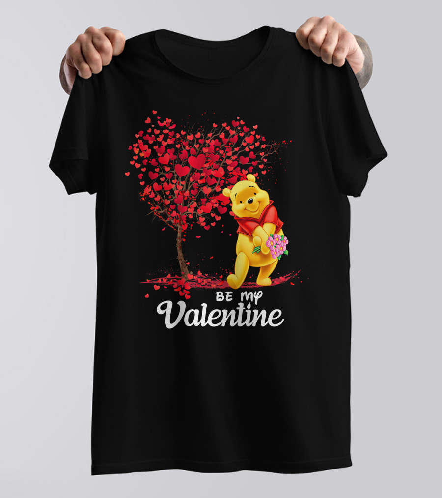 Be My Valentine Pooh Hearts And Flowers T-Shirt