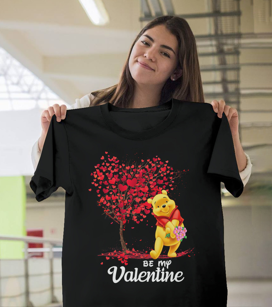 Be My Valentine Pooh Hearts And Flowers T-Shirt
