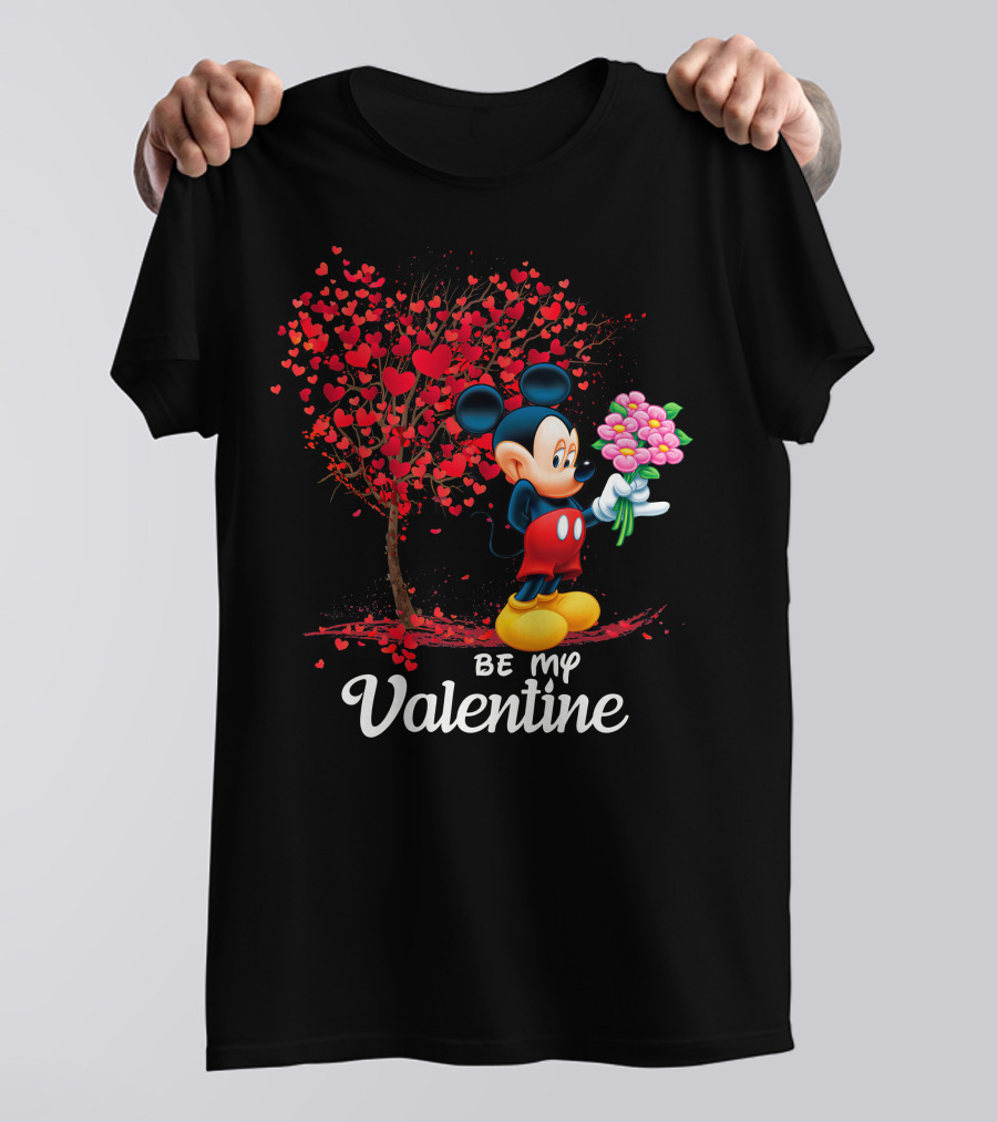 Mickey Be My Valentine Bouquet With Heart Tree T-Shirt