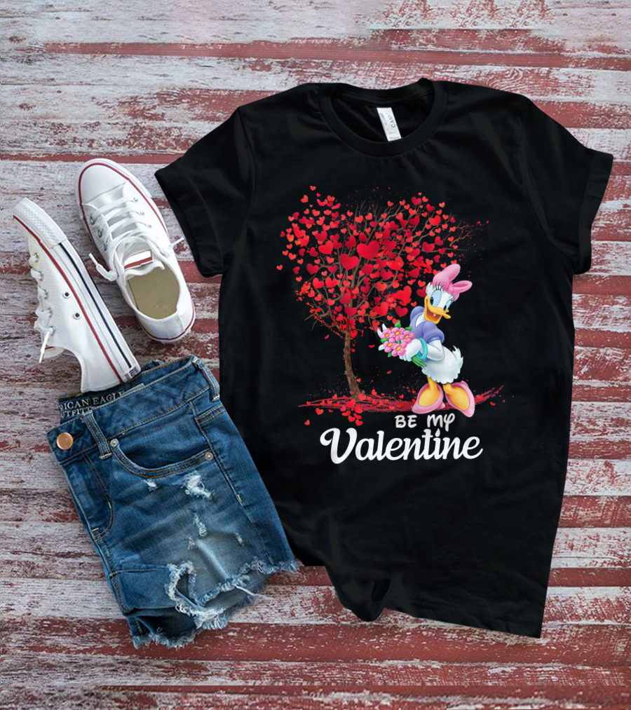 Be My Valentine Daisy Duck Hearts Tree T-Shirt
