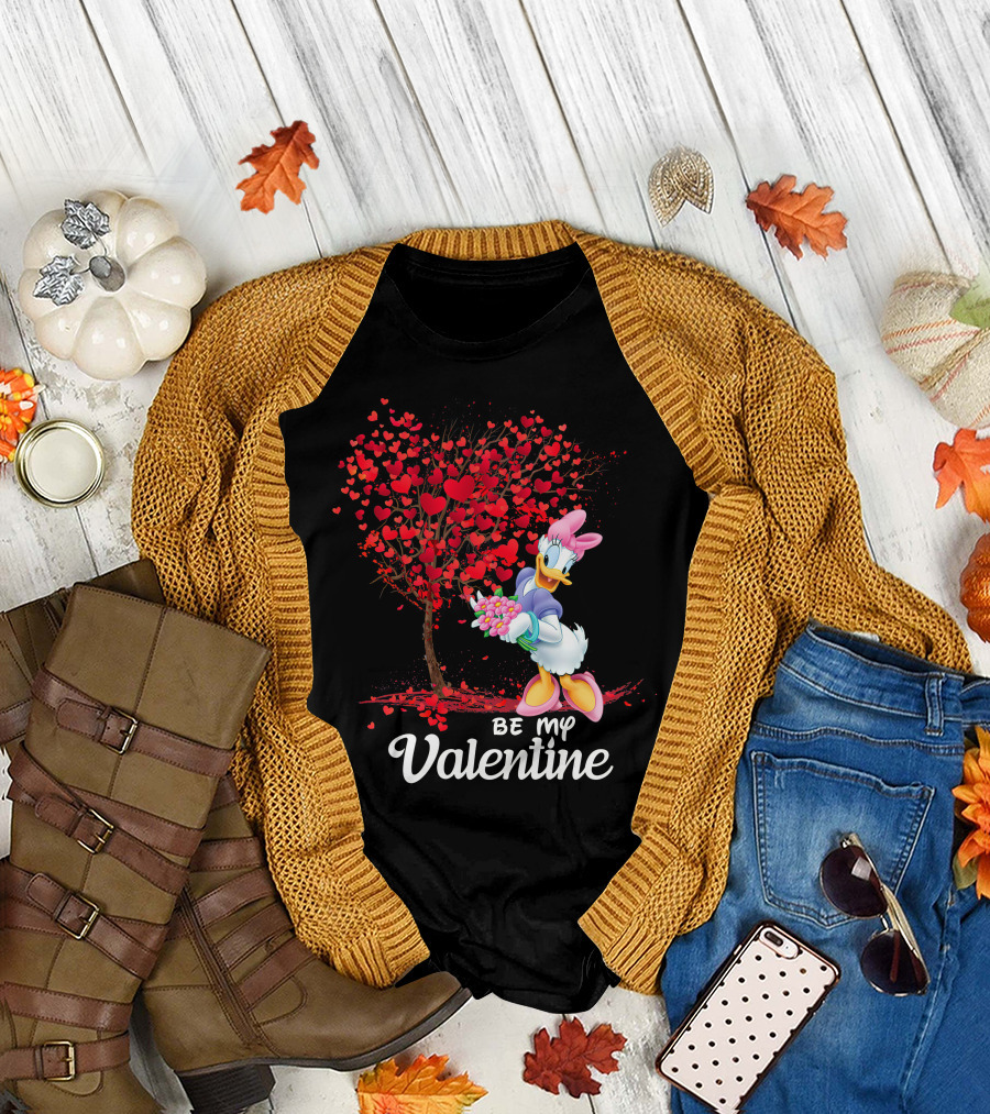 Be My Valentine Daisy Duck Hearts Tree T-Shirt