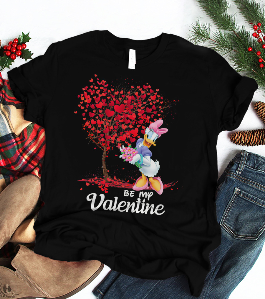 Be My Valentine Daisy Duck Hearts Tree T-Shirt