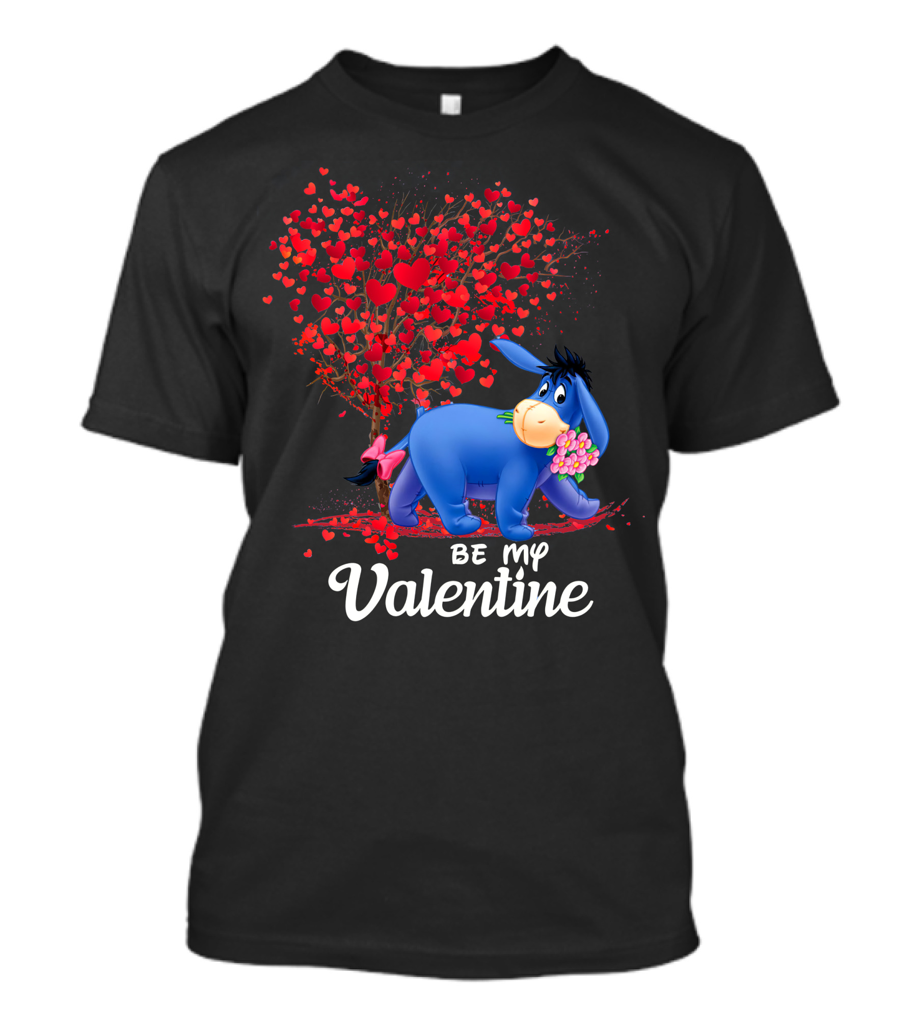 Be My Valentine Eeyore Donkey With Hearts And Flowers T-Shirt