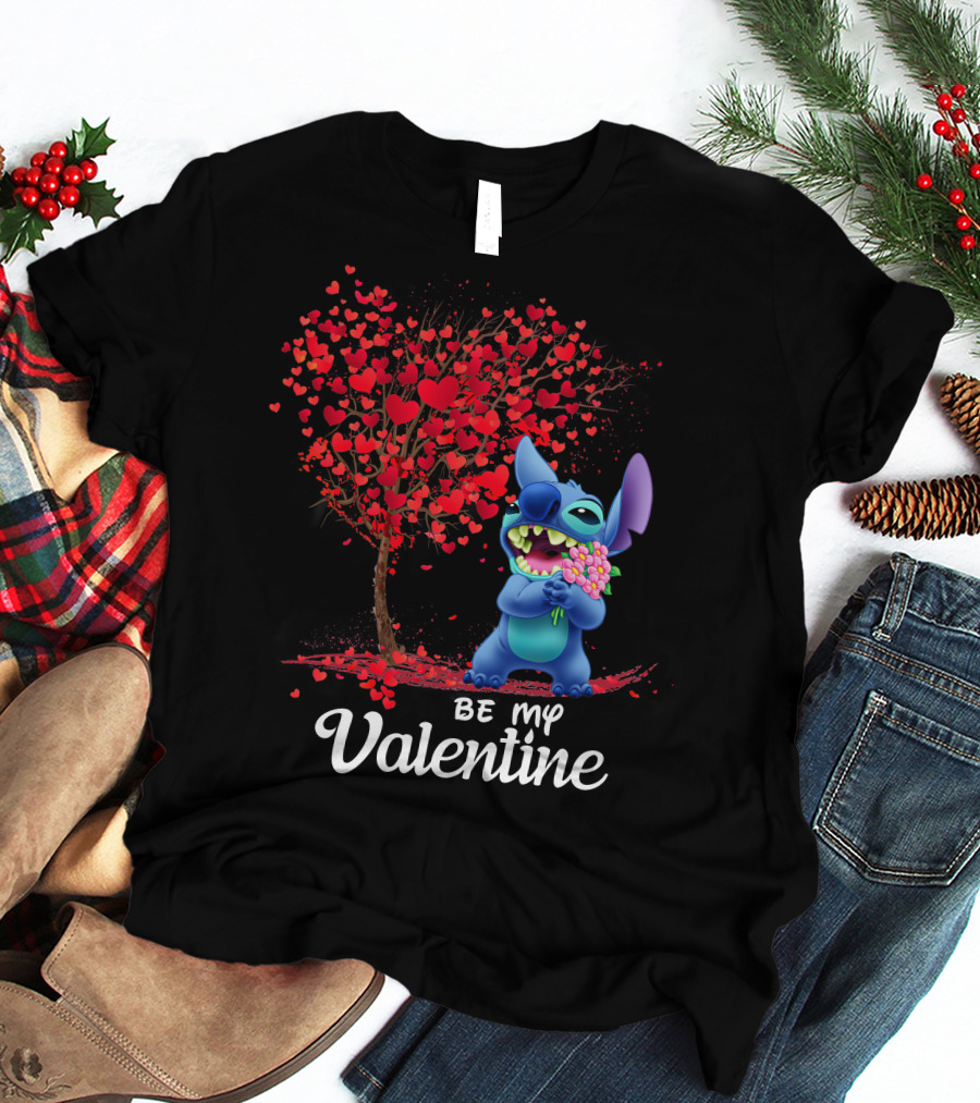 Be My Valentine Stitch Heart Tree T-Shirt