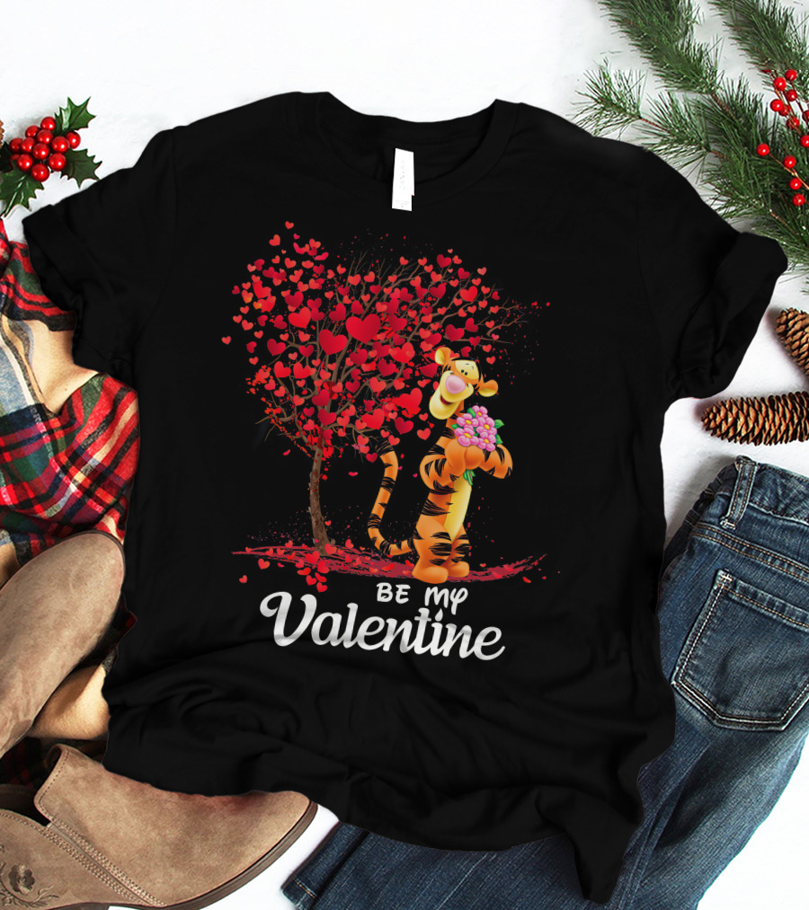Be My Valentine Tiger Hearts Bouquet T-Shirt
