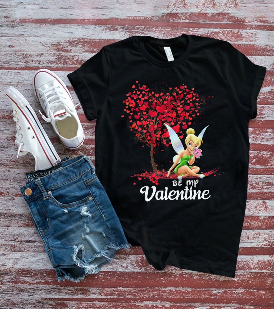 Be My Valentine Tinkerbell Hearts Tree T-Shirt