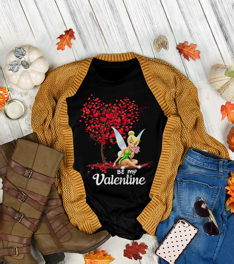 Be My Valentine Tinkerbell Hearts Tree T-Shirt