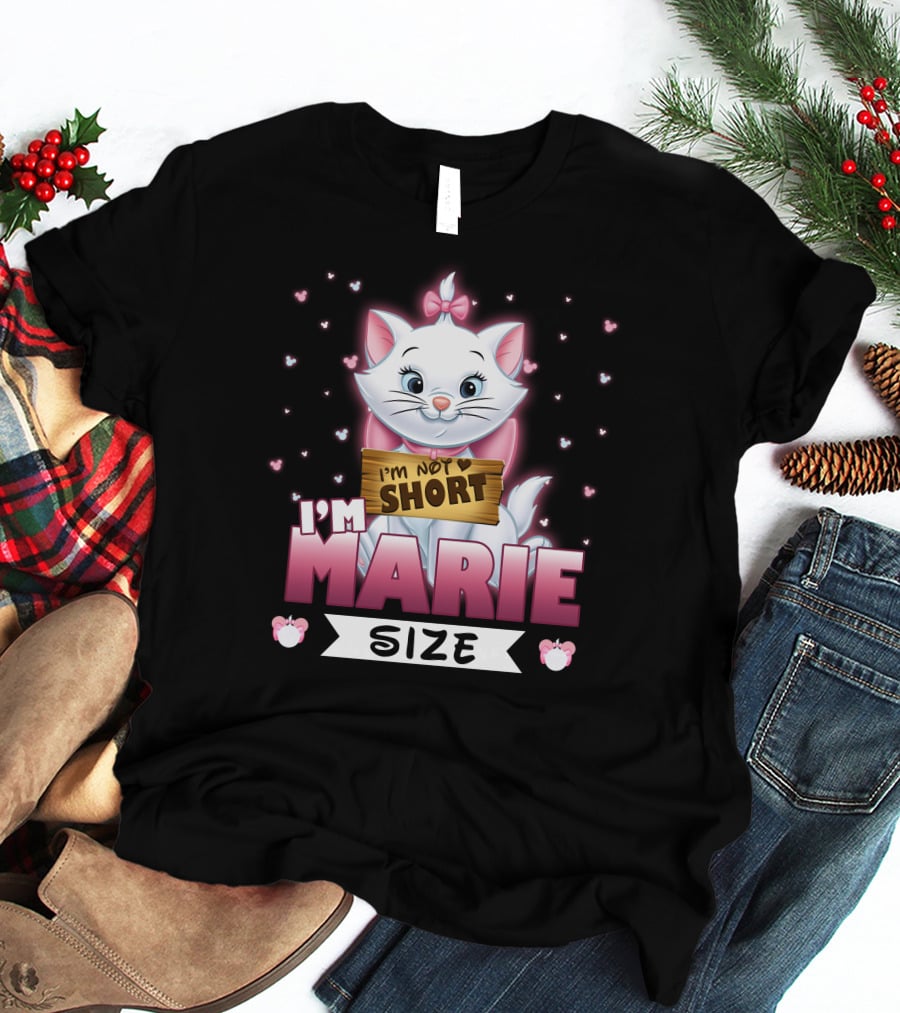 I'm Not Short I'm Marie Size Cat With Heart Background T-Shirt