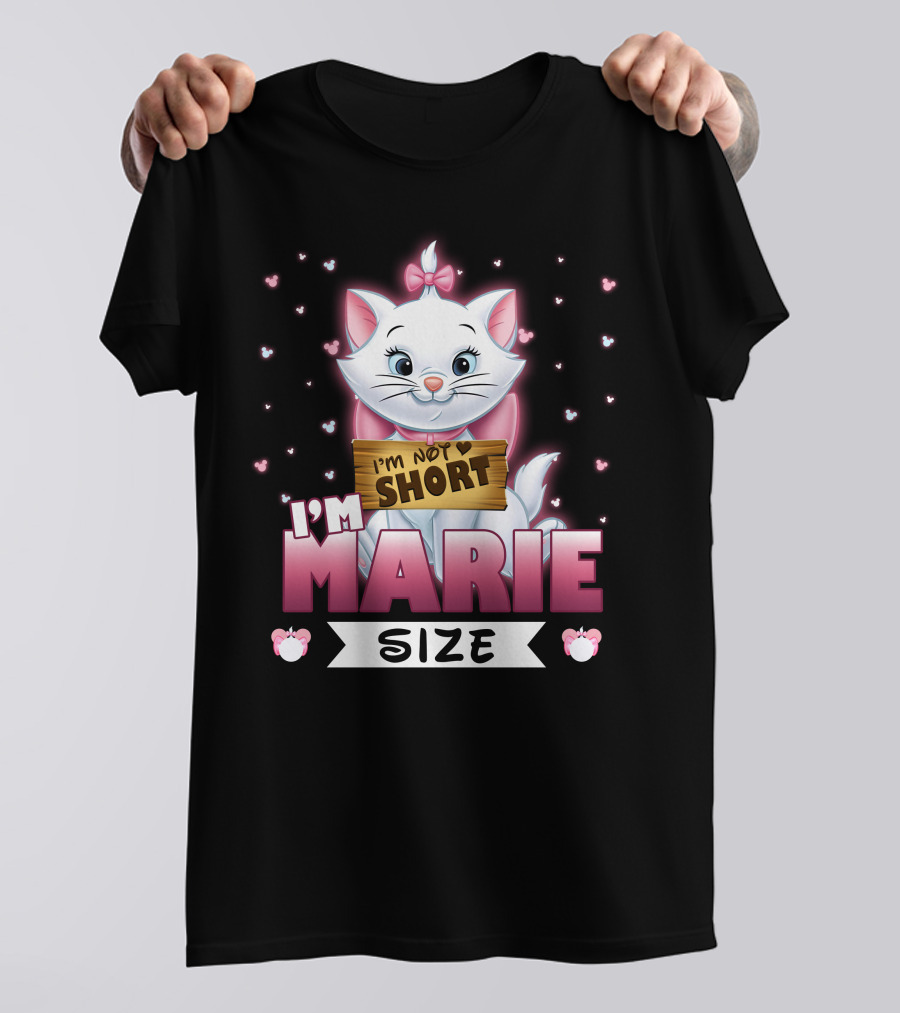 I'm Not Short I'm Marie Size Cat With Heart Background T-Shirt