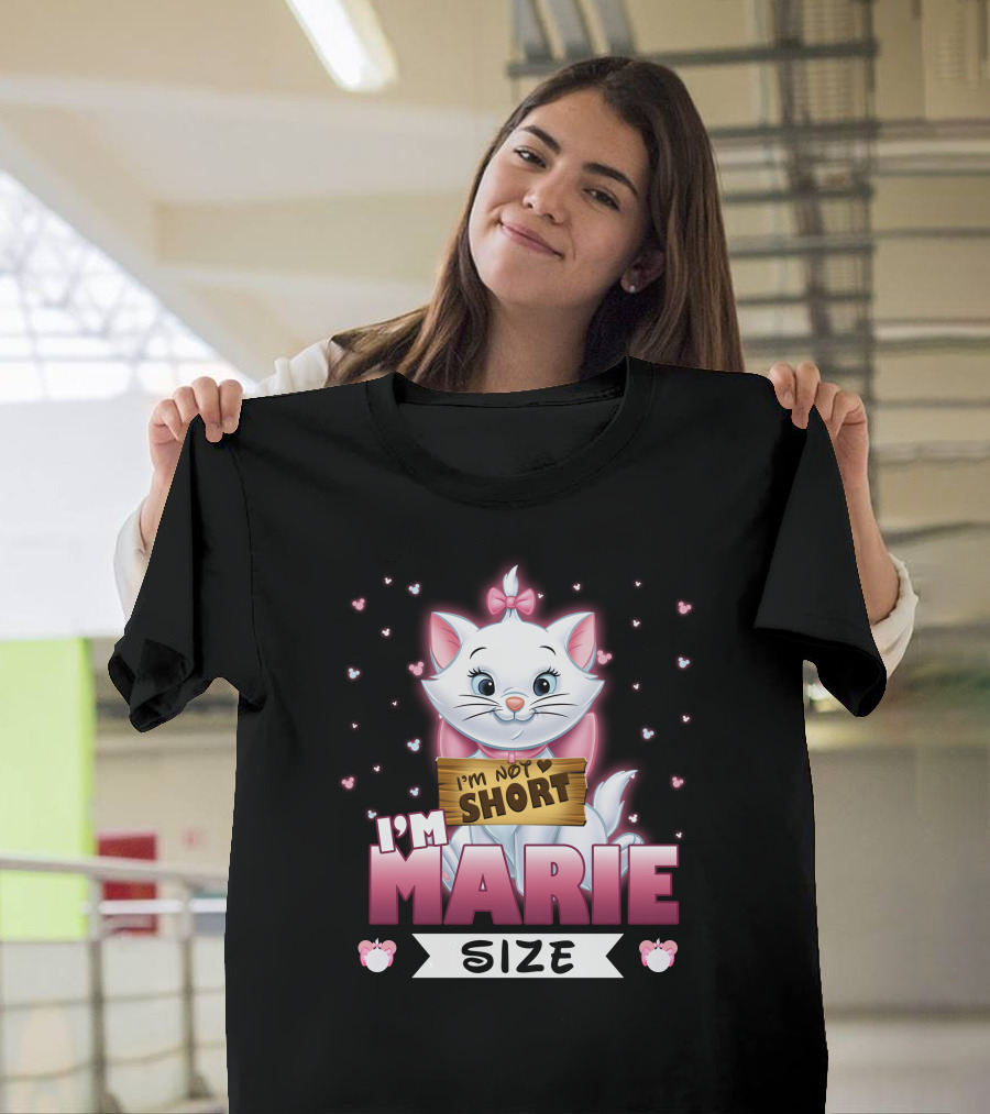 I'm Not Short I'm Marie Size Cat With Heart Background T-Shirt