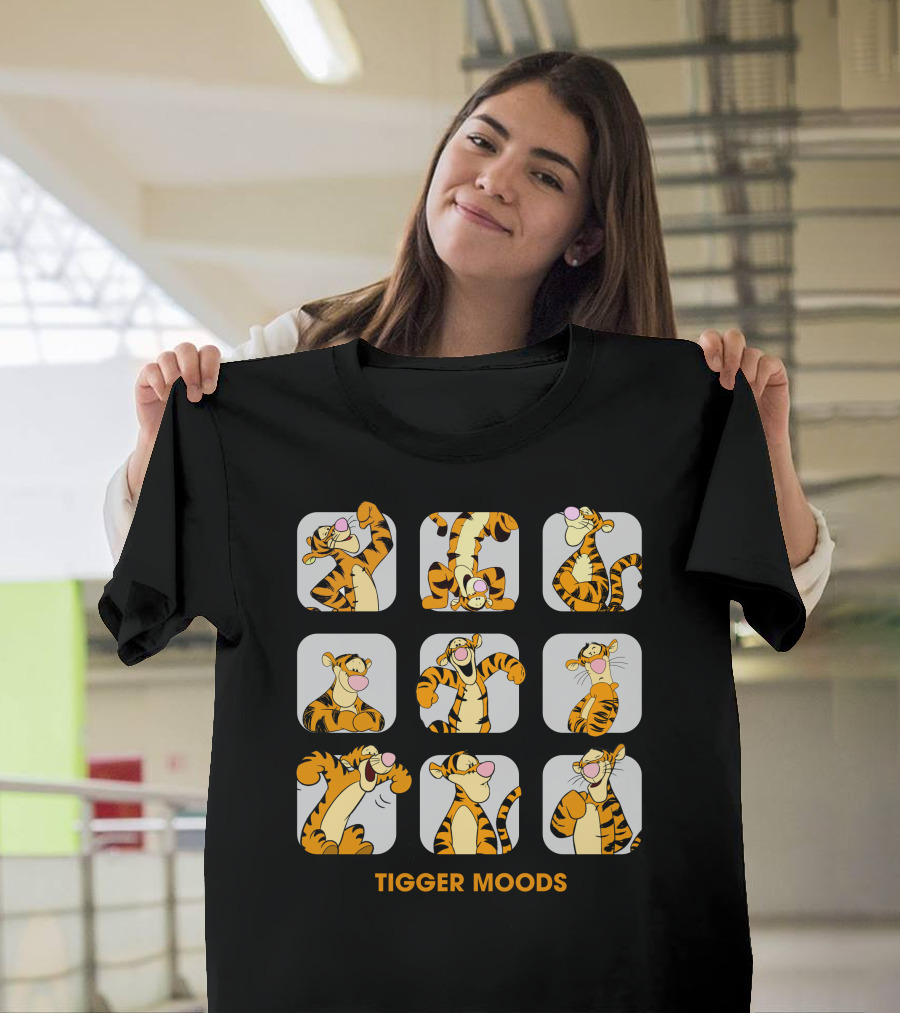 TIGGER MOODS EXPRESSIONS CARTOON CHARACTER BLOCKS T-Shirt