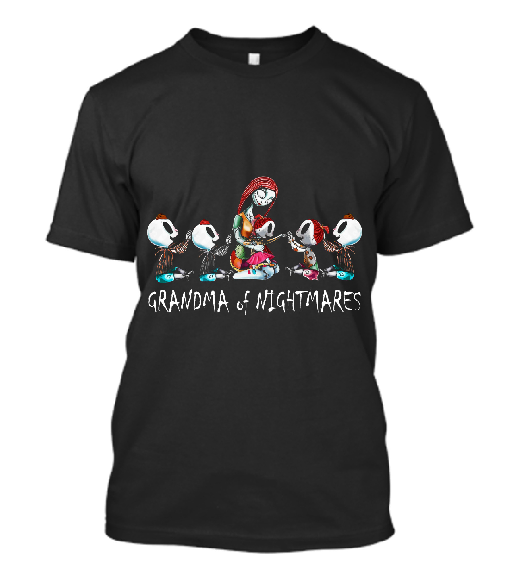 Grandma Of Nightmares With 3 Boys 2 Girls In Creepy T-Shirt