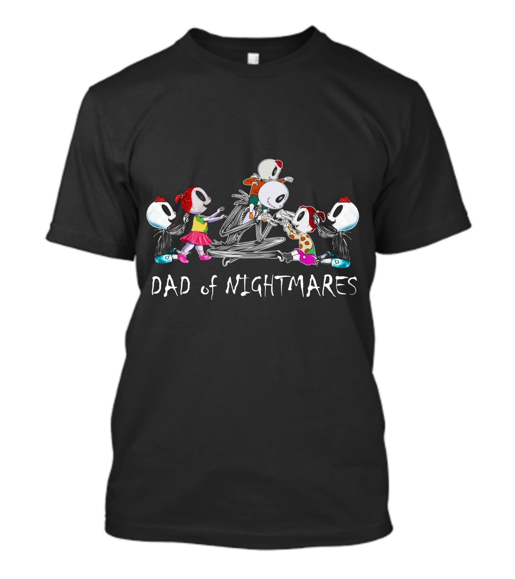 Dad Of Nightmares 3 Boys 2 Girls Skeleton Family T-Shirt