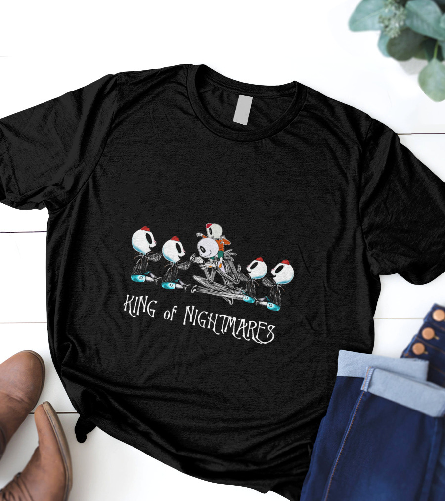 King Of Nightmares With Five Skeleton Boys Red Hats T-Shirt