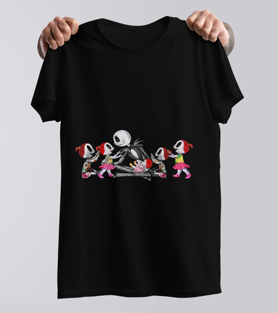 Jack Skellington And Five Chibi Girls T-Shirt