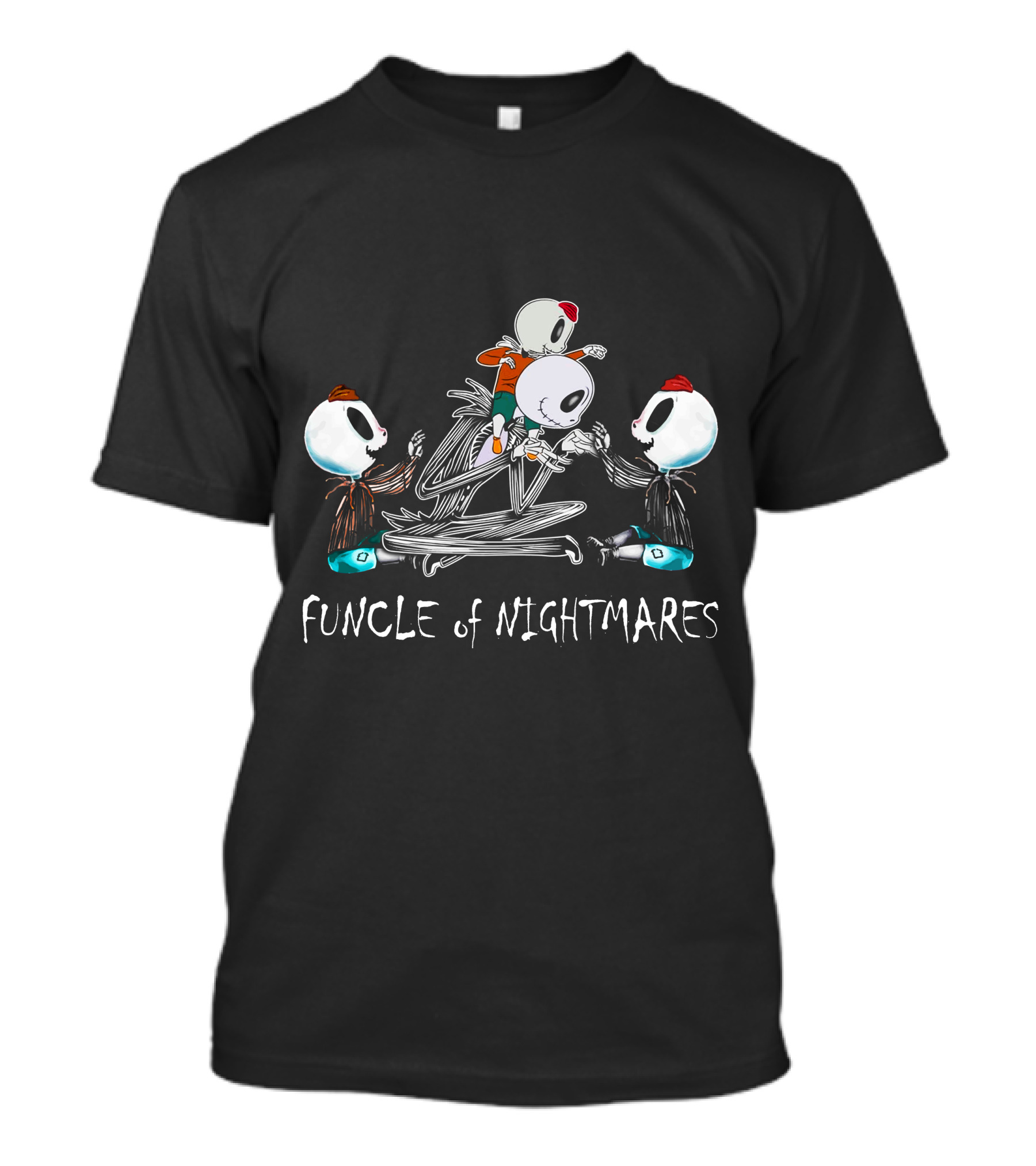 Funcle Of Nightmares 3 Boys Skeletons Playful Scene T-Shirt