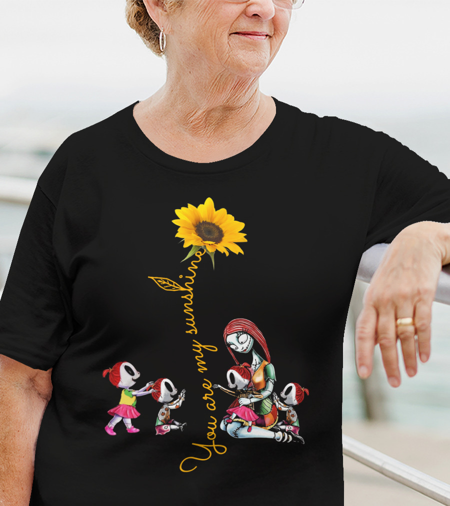 You Are My Sunshine Sunflower With 4 Girls And Stylized Character Hugging T-Shirt