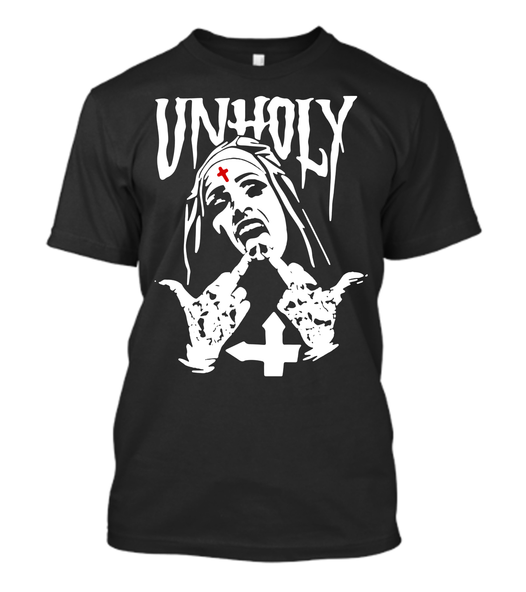 UNHOLY Inverted Cross Nun Middle Finger T-Shirt