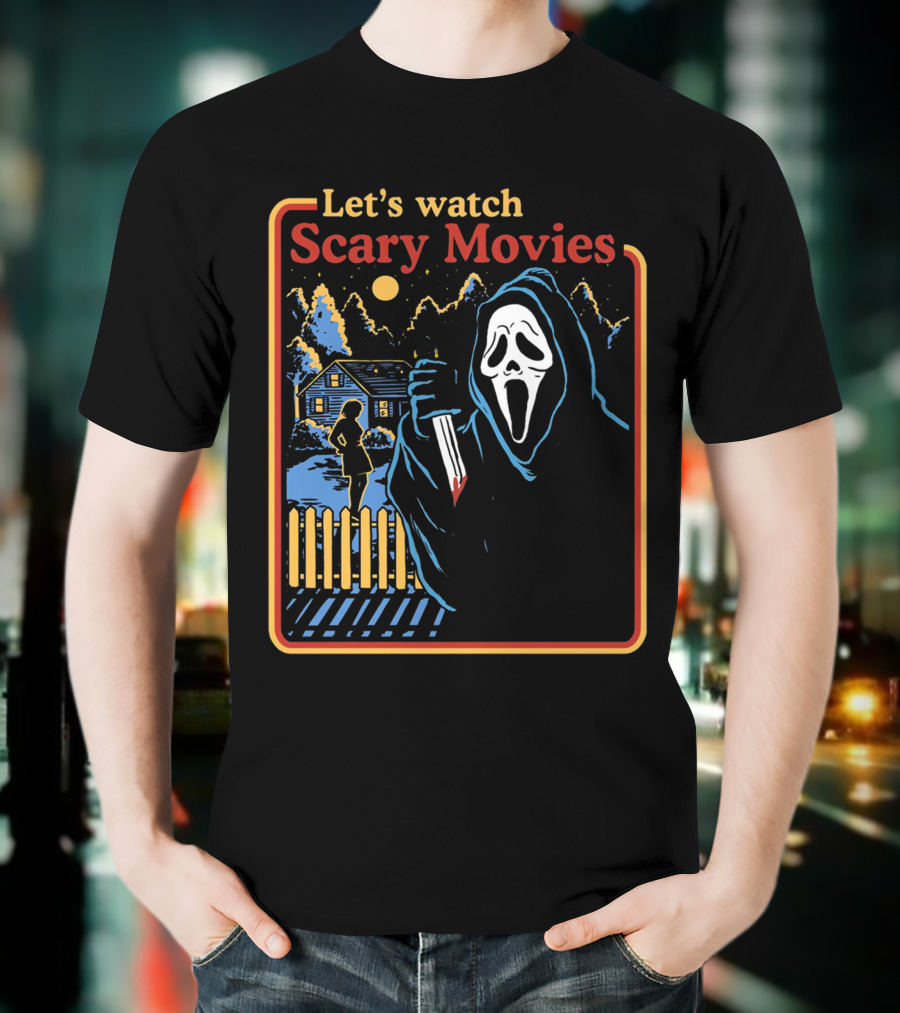 Let's Watch Scary Movies Scream Horror T-Shirt