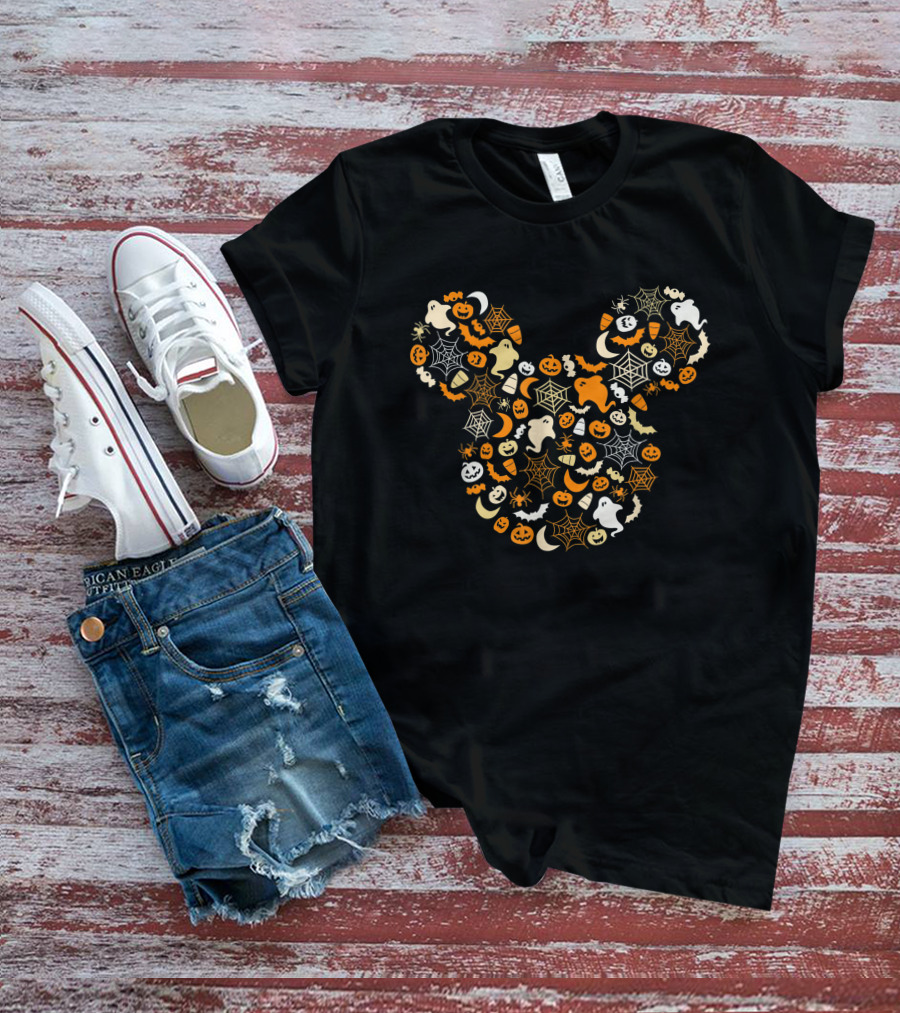 Disney Mickey Mouse Halloween Ghosts Pumpkins Spiders T-Shirt
