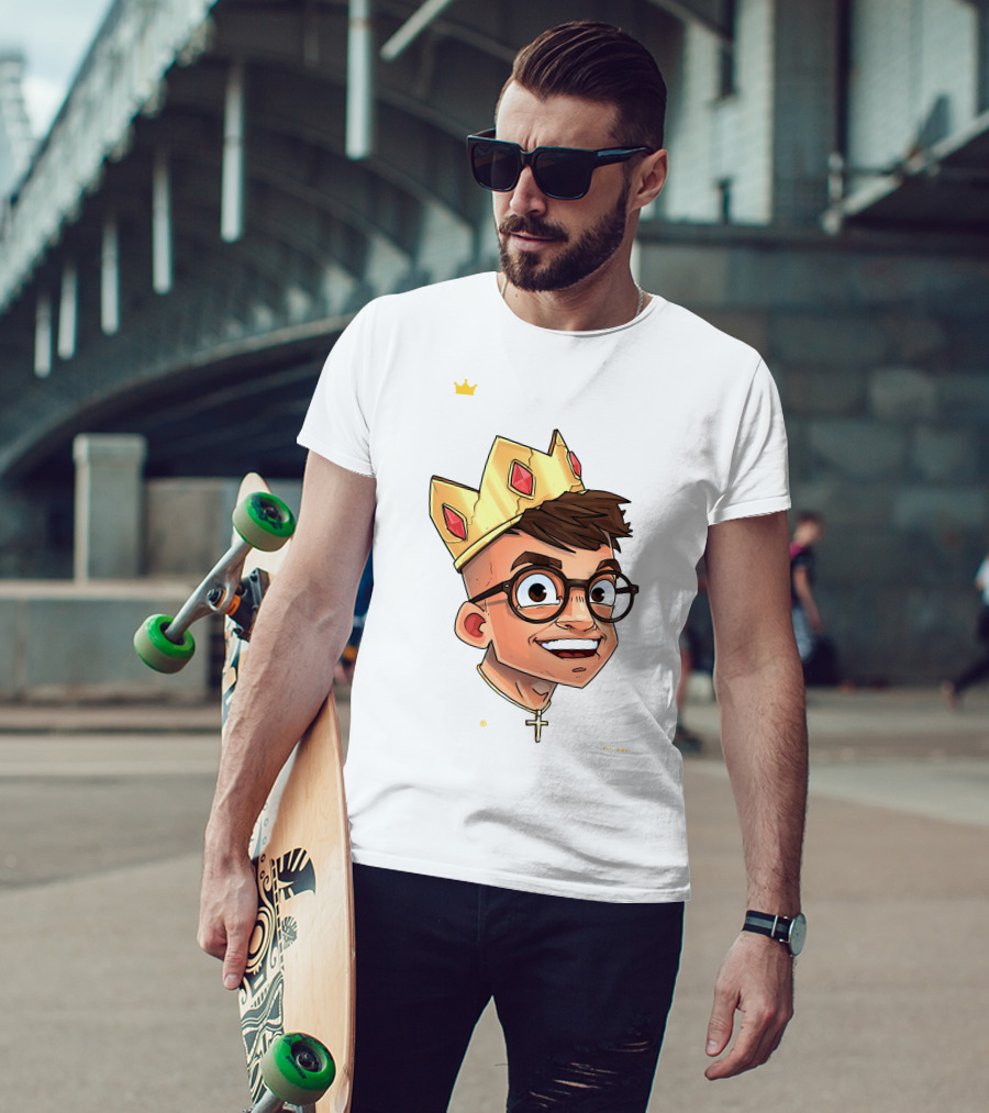 Joe Woe Thirt Crowned Cartoon With Glasses And Cross Necklace T-Shirt