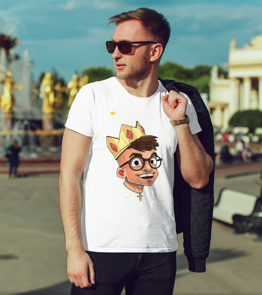 Joe Woe Thirt Crowned Cartoon With Glasses And Cross Necklace T-Shirt