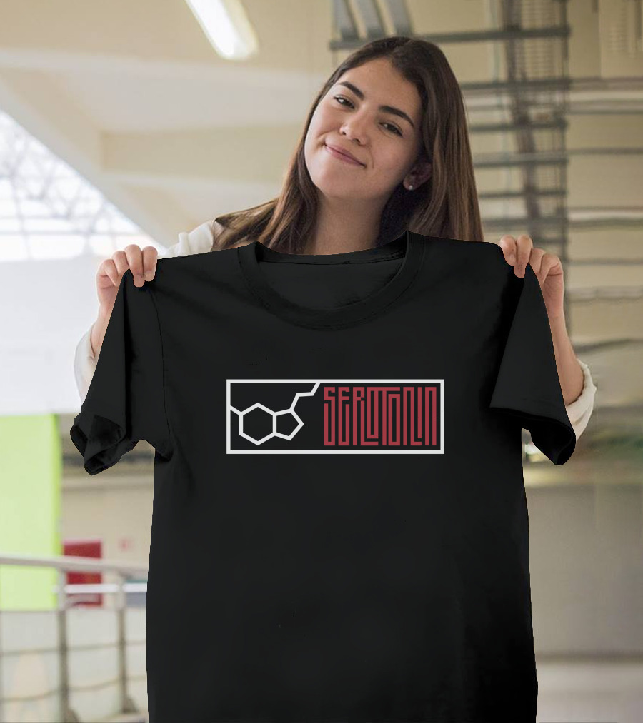 Serotonin Molecule Graphic Girl In Red Merch T-Shirt