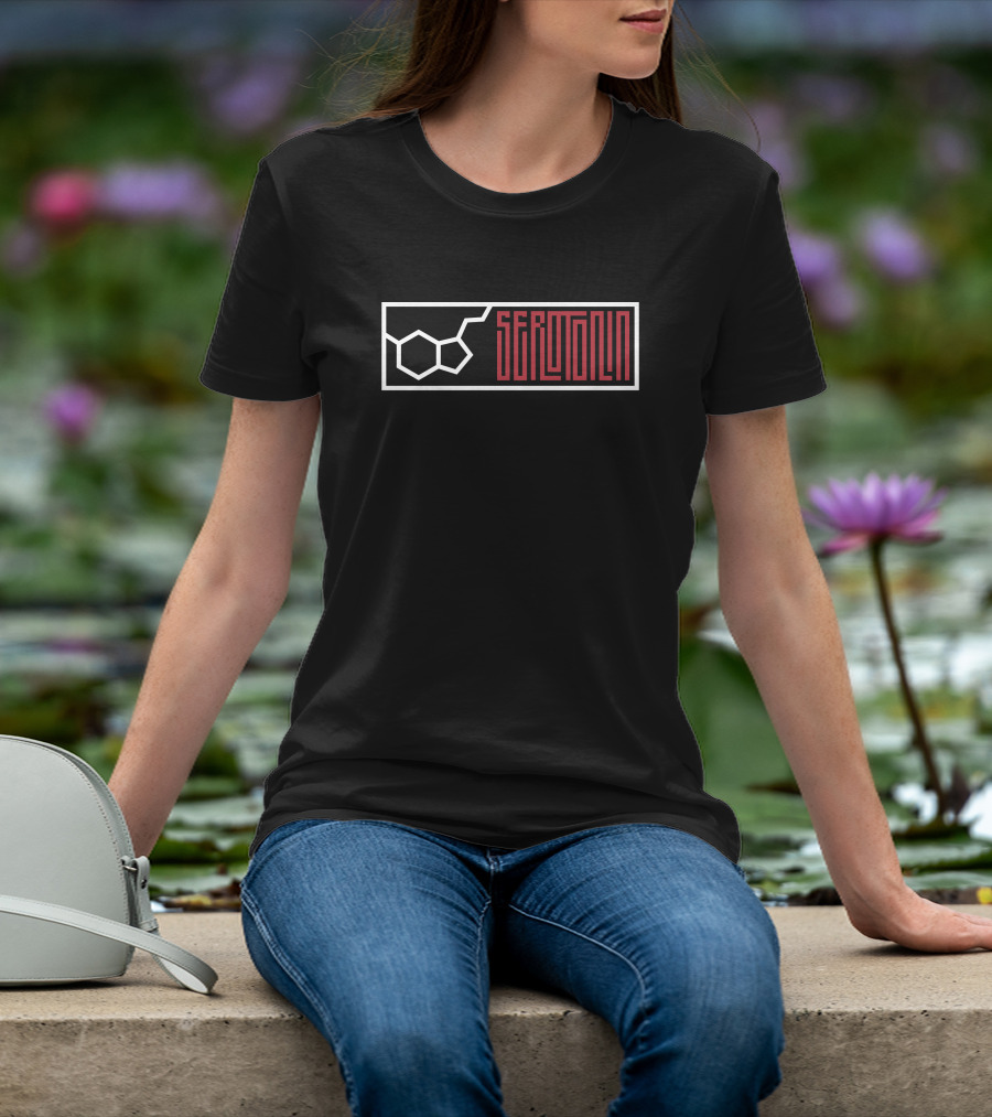 Serotonin Molecule Graphic Girl In Red Merch T-Shirt