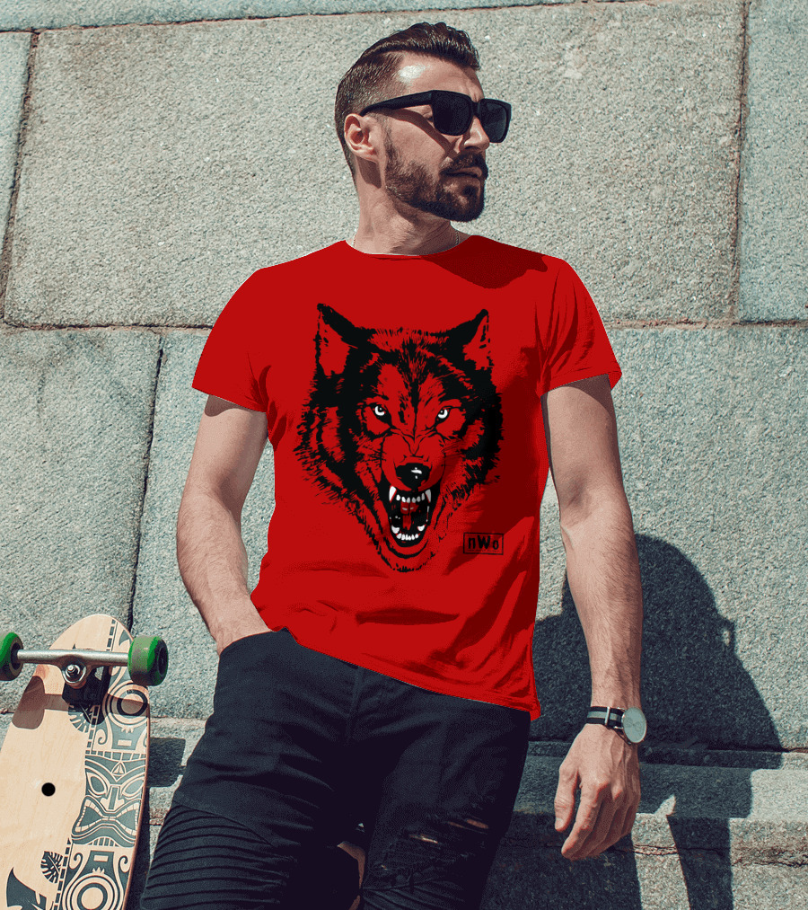 Nwo Wolfpac Red Wolf Head T-Shirt