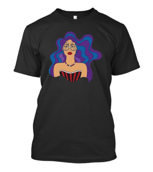 Milagros Merch Bold Glasses Vibrant Hair T-Shirt