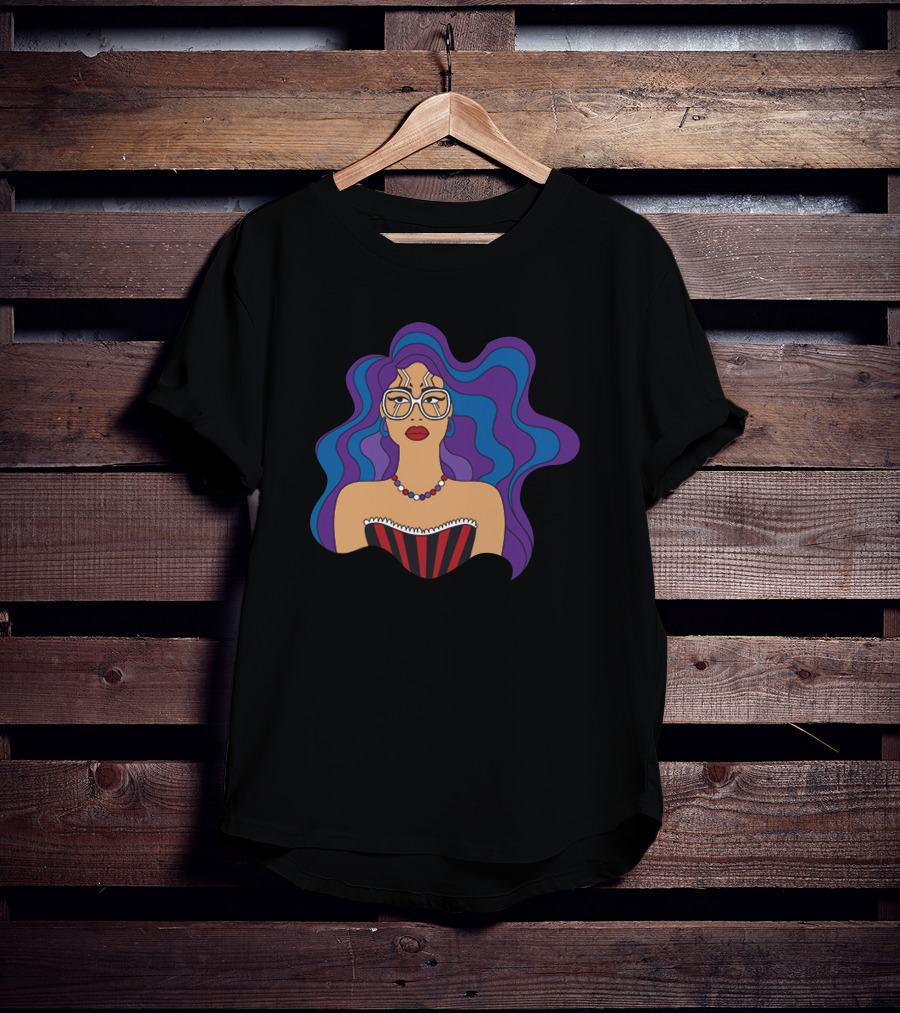 Milagros Merch Bold Glasses Vibrant Hair T-Shirt
