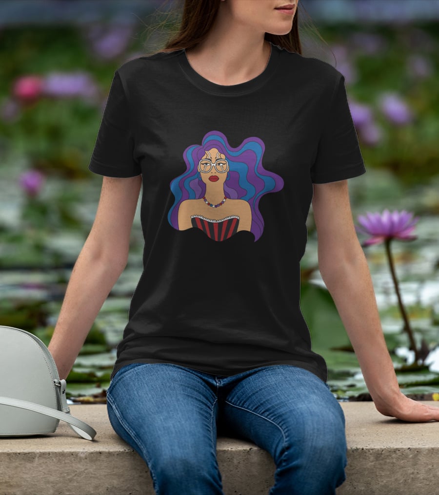 Milagros Merch Bold Glasses Vibrant Hair T-Shirt