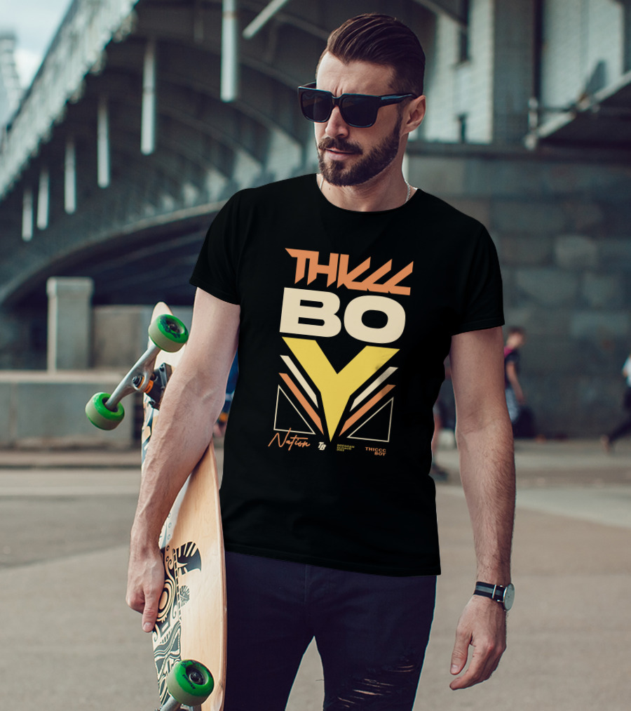 Thicc Boy Nation Thiccc Boy Dash Long Body Black T-Shirt