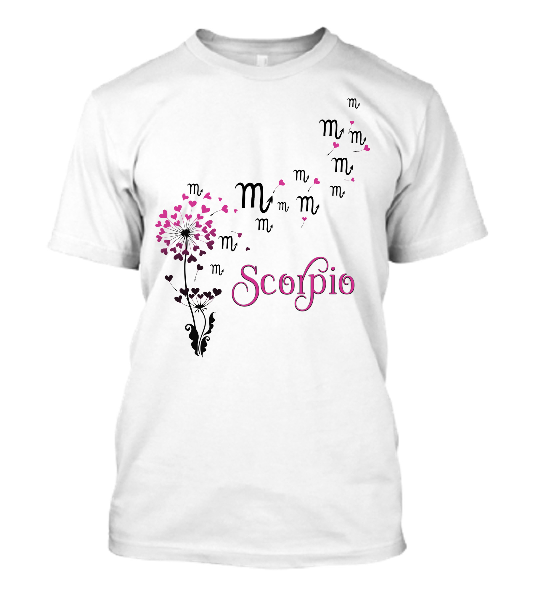 Scorpio Zodiac Flower With Heart Blossoms And Symbol T-Shirt