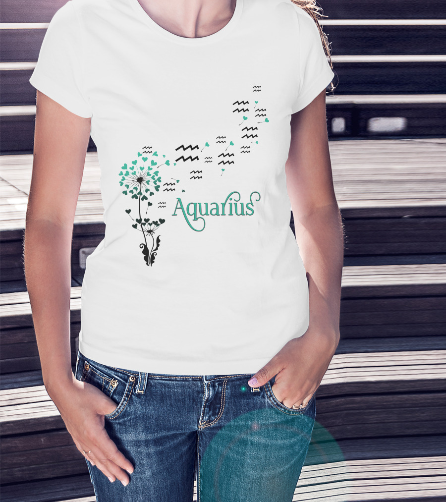 Aquarius Wave Heart Blooms T-Shirt