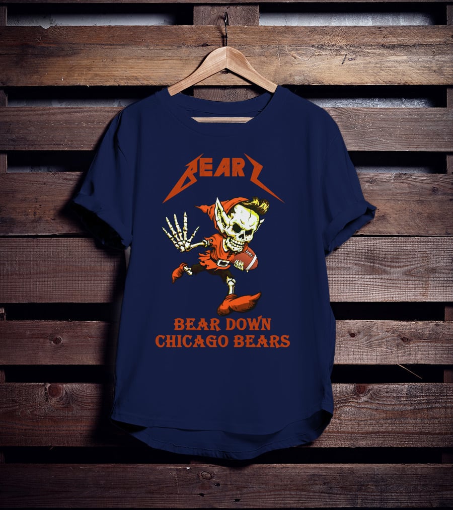 BEAR DOWN CHICAGO BEARS H101 SKELETON FOOTBALL PLAYER T-Shirt