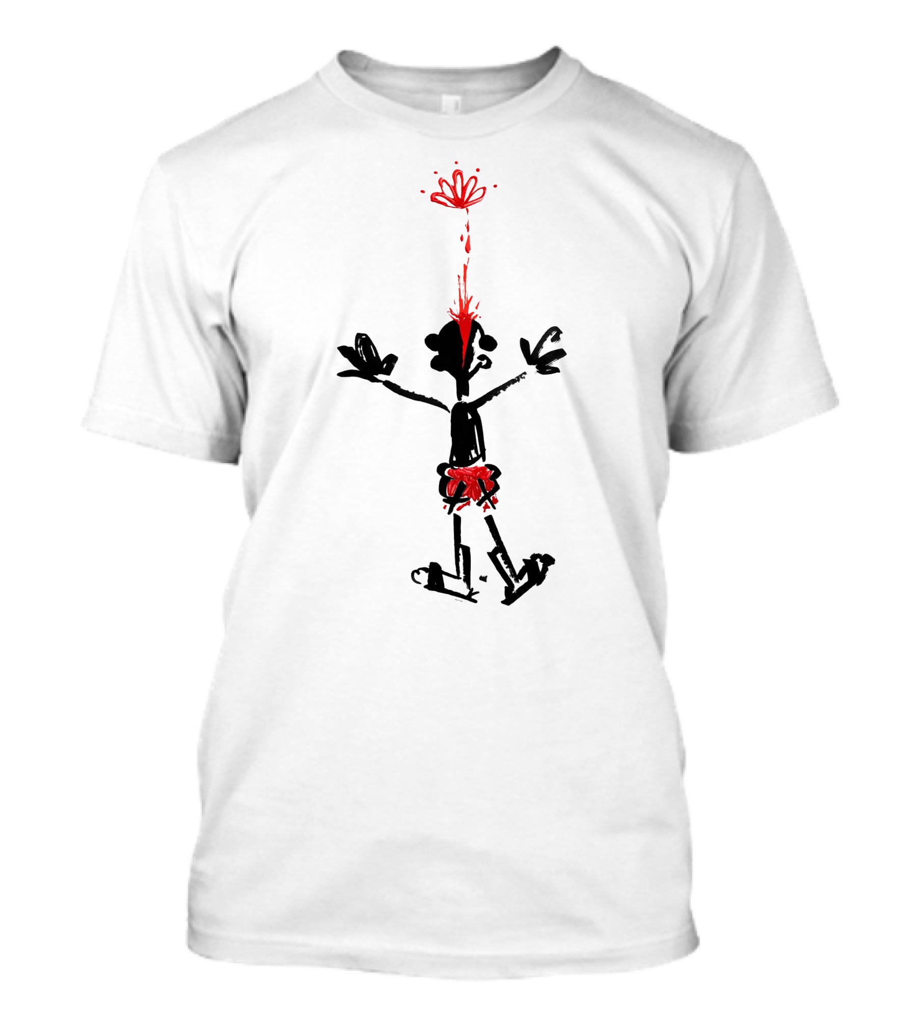 Lil Darkie Merch Lil Darkie Anxiety Cartoon Figure Red Splash T-Shirt