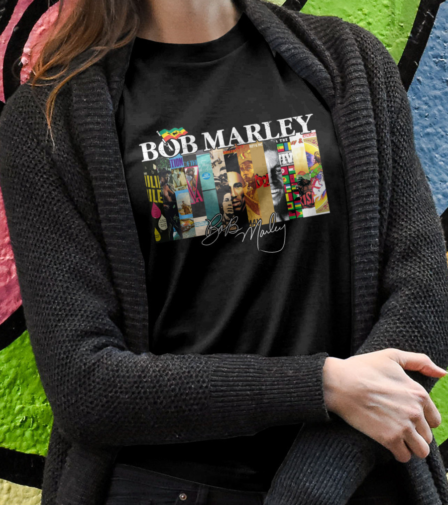 Bob Marley Album Covers Collage Signature T-Shirt