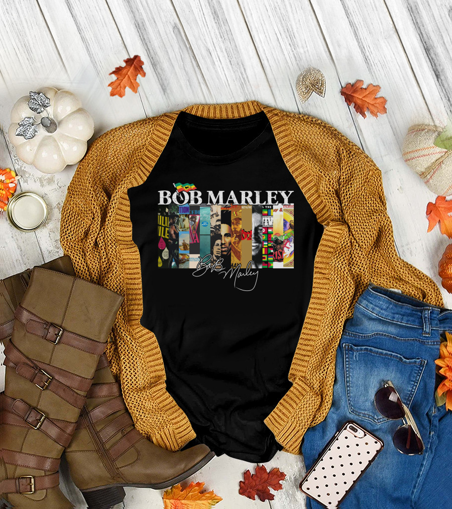 Bob Marley Album Covers Collage Signature T-Shirt