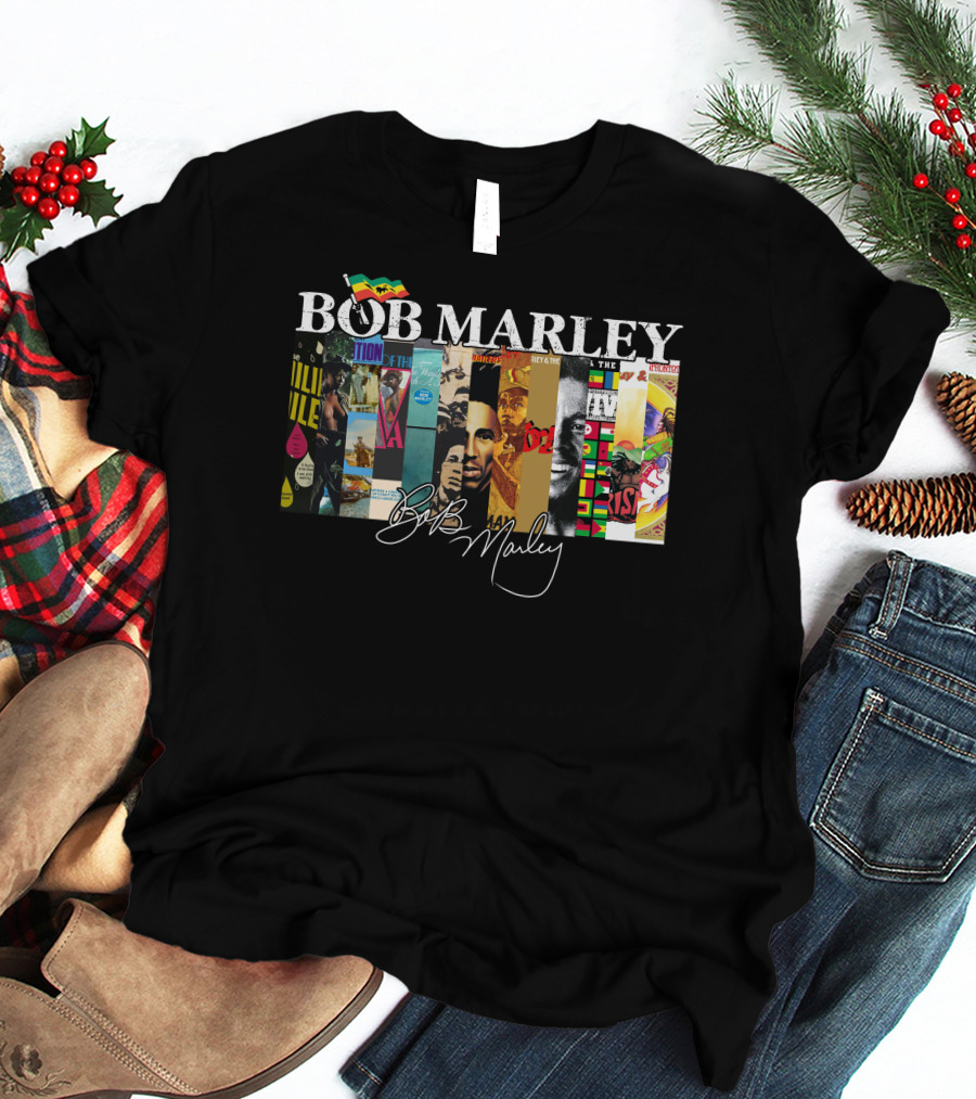 Bob Marley Album Covers Collage Signature T-Shirt